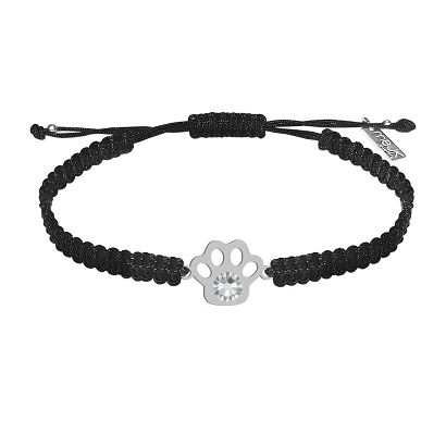 Bransoletka Srebrna Łapka Psa Kota srebro Makrama - MEJK Jewellery