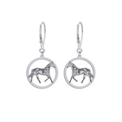 Silver Trakehner Horse earrings, FREE ENGRAVING - MEJK Jewellery