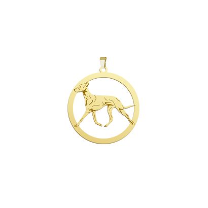 Zawieszka Personalizowana z Psem Pharaoh Hound Srebro 925 Pozłacane GRAWER GRATIS - MEJK Jewellery