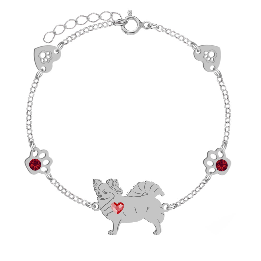 Silver Long-haired Chihuahua bracelet, FREE ENGRAVING - MEJK Jewellery
