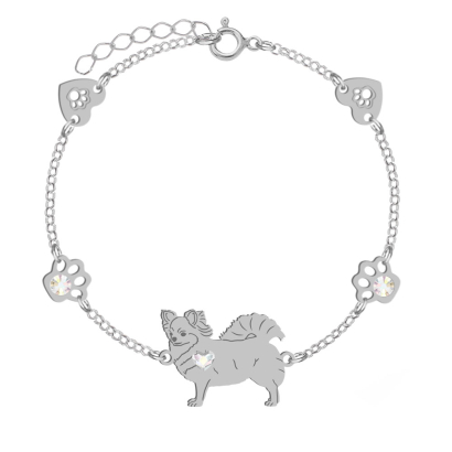 Bransoletka z psem Chihuahua Długowłosa srebro GRAWER GRATIS - MEJK Jewellery