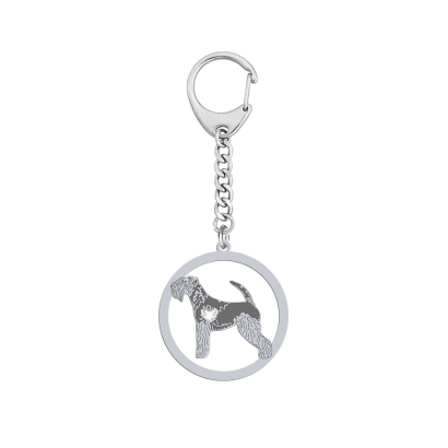 Brelok z psem grawerem Lakeland Terrier srebro - MEJK Jewellery