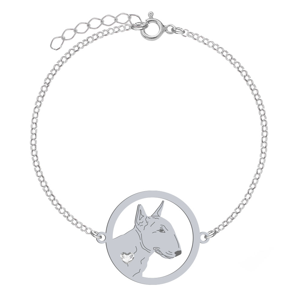 Silver Miniature Bull Terrier engraved bracelet - MEJK Jewellery