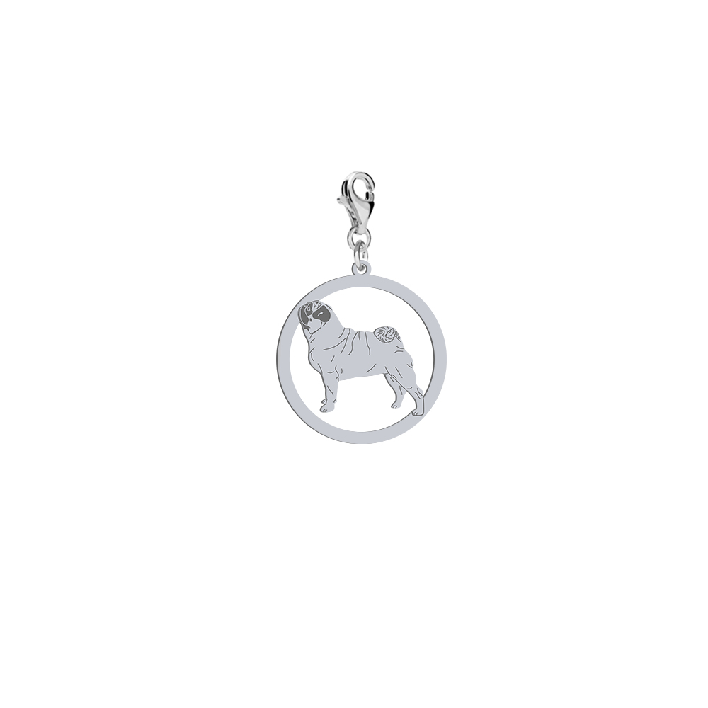 Silver Pug charms, FREE ENGRAVING - MEJK Jewellery