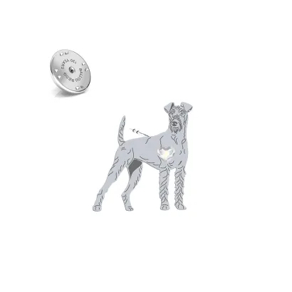 Wpinka z sercem psem Irish Terrier srebro - MEJK Jewellery