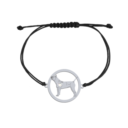 Bransoletka z psem grawerem sercem Chongqing Dog srebro sznurek - MEJK Jewellery