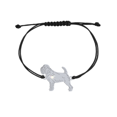 Silver Belgian Griffon string bracelet, FREE ENGRAVING - MEJK Jewellery