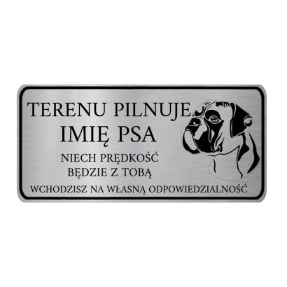 Tabliczka Informacyjna Uwaga Pies dla Boksera Bokser na Drzwi Bramę z Laminatu Własny Grawer