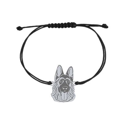 Silver German Shpeherd string bracelet, FREE ENGRAVING - MEJK Jewellery