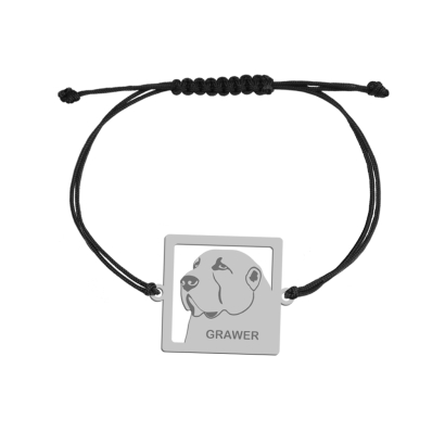 Bransoletka z psem Central Asian Shepherd Dog srebro sznurek GRAWER GRATIS - MEJK Jewellery
