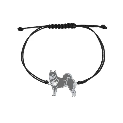 Bransoletka z sercem psem Shiba-inu srebro sznurek GRAWER GRATIS - MEJK Jewellery
