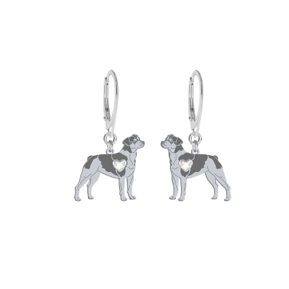 Kolczyki z psem sercem Brazilian Terrier srebro GRAWER GRATIS - MEJK Jewellery