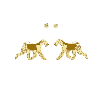 Kolczyki Pozłacane Airedale Terrier sztyfty - MEJK Jewellery