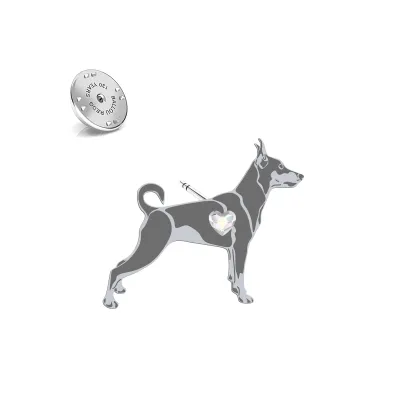 Wpinka z psem Miniature Pinscher Dog Breed srebro - MEJK Jewellery
