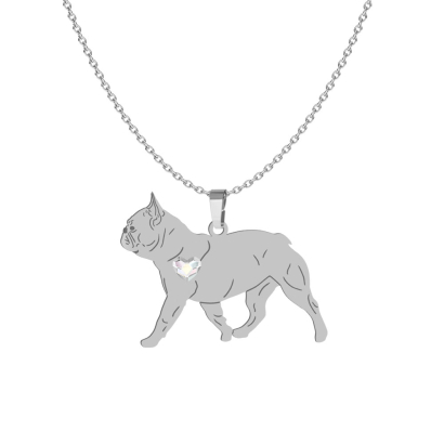 Naszyjnik z psem grawerem sercem Bulldog Francuski srebro - MEJK Jewellery