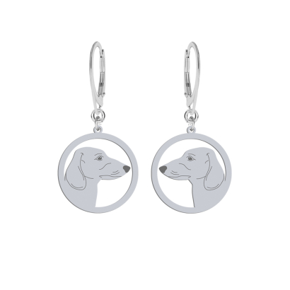 Silver Short-haired dachshund earrings, FREE ENGRAVING - MEJK Jewellery