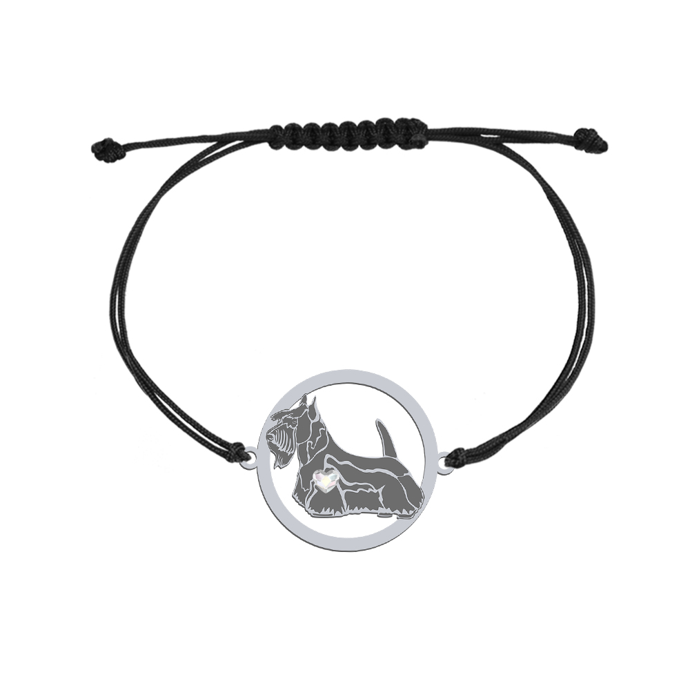 Silver Scottish Terrier engraved bracelet with a heart - MEJK Jewellery