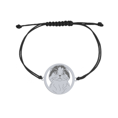 Silver Scottish Fold string bracelet, FREE ENGRAVING - MEJK Jewellery