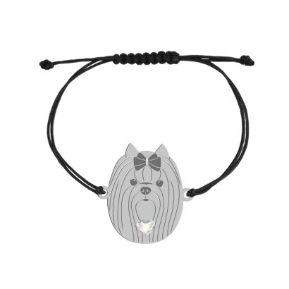 Bransoletka z psem Yorkshire Terrier srebro sznurek GRAWER GRATIS - MEJK Jewellery