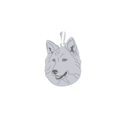 Zawieszka z psem grawerem White Swiss Shepherd Dog srebro - MEJK Jewellery