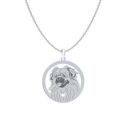 Silver Tibetan Spaniel engraved necklace with a heart - MEJK Jewellery