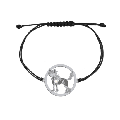 Silver Hairless Chinese Crested string bracelet, FRE E ENGRAVING - MEJK Jewellery