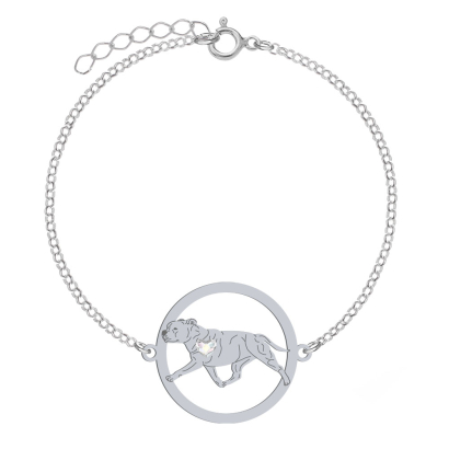 Silver Staffordshire Bull Terrier bracelet, FREE ENGRAVING - MEJK Jewellery