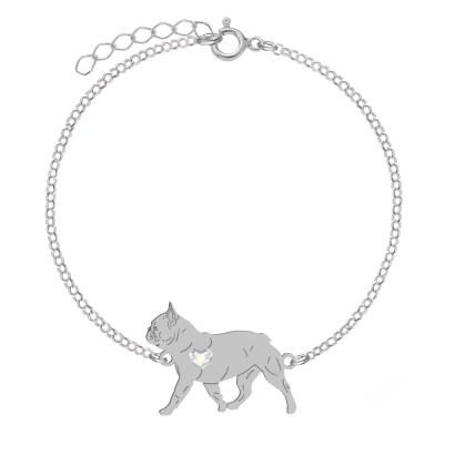 Bransoletka z psem grawerem French Bulldog srebro - MEJK Jewellery