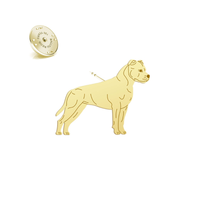 Wpinka Amstaff American Staffordshire Terrier srebro pozłacane - MEJK Jewellery