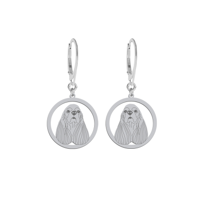 Silver American Cocker Spaniel engraved earrings - MEJK Jewelery