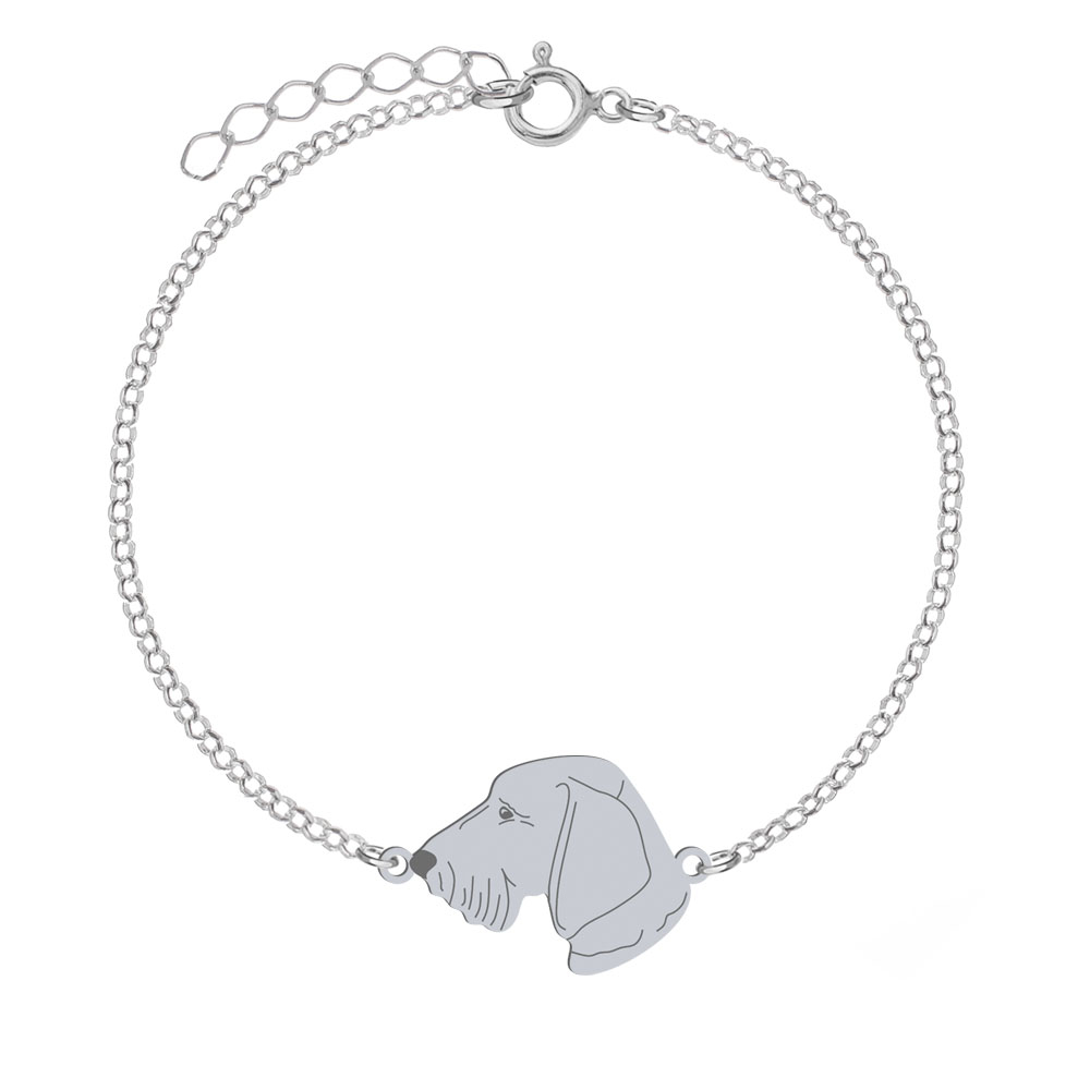 Silver Wirehaired dachshund bracelet, FREE ENGRAVING - MEJK Jewellery