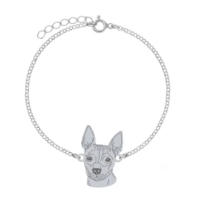 Bransoletka z psem grawerem Amerykański Terrier Bezwłosy srebro - MEJK Jewellery