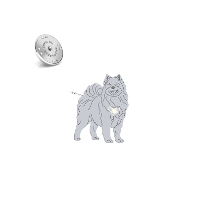 Silver Samoyed pin with a heart - MEJK Jewellery