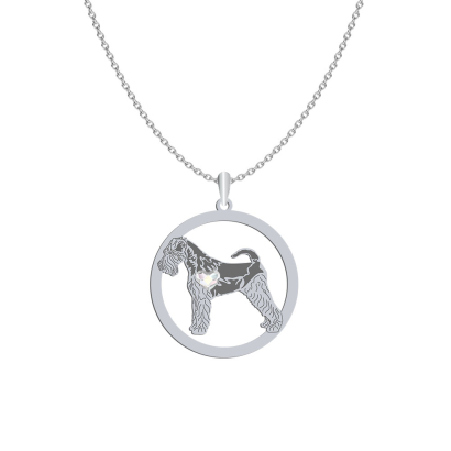 Silver Welsh Terrier engraved necklace with a heart - MEJK Jewellery