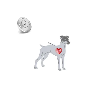 Wpinka z psem sercem Terrier Japoński srebro - MEJK Jewellery