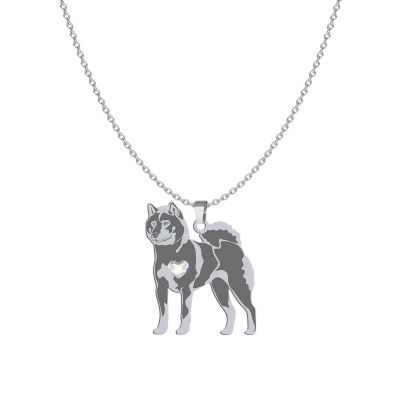 Naszyjnik z sercem psem Shikoku srebro GRAWER GRATIS - MEJK Jewellery