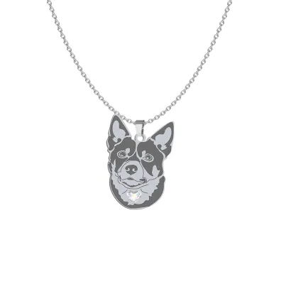 Naszyjnik z psem grawerem sercem Australian Kelpie srebro - MEJK Jewellery