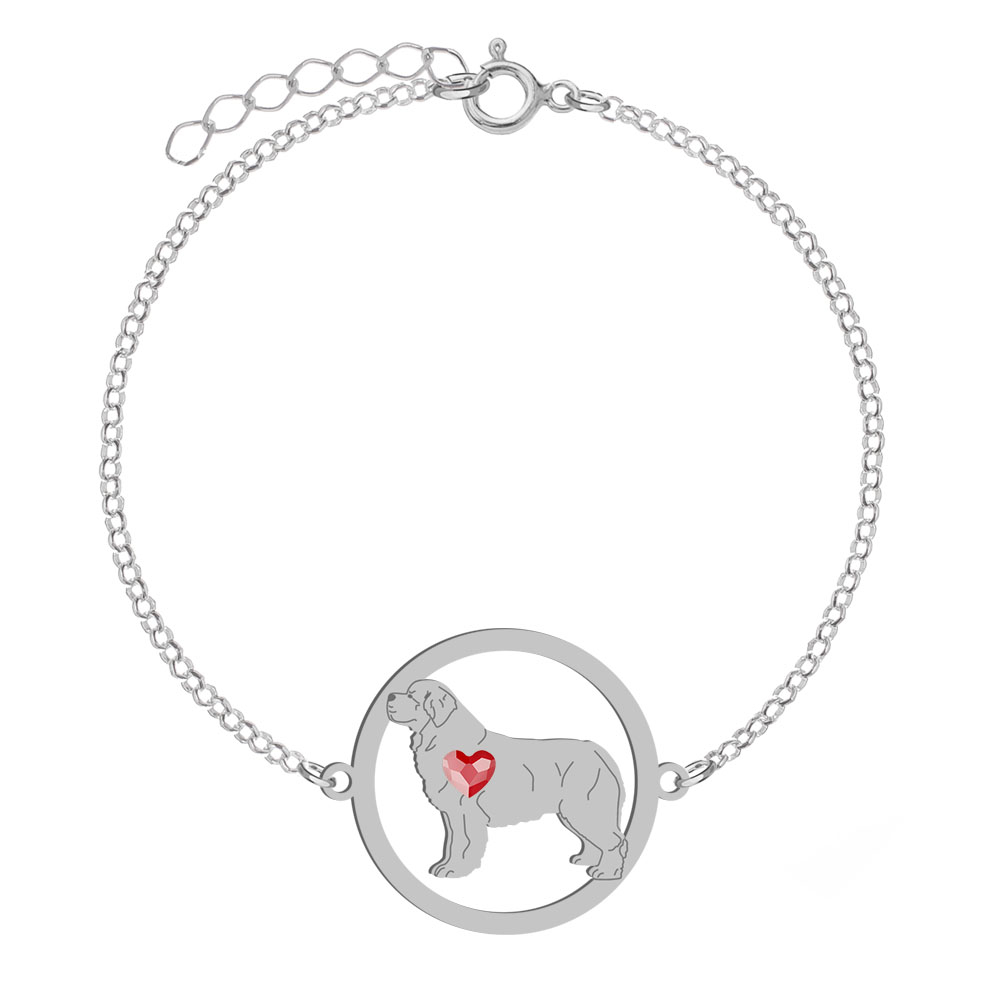 Silver Newfoundland bracelet with a heart, FREE ENGRAVING - MEJK Jewellery