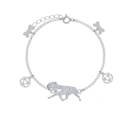 Bransoletka z psem Staffordshire Bull Terrier srebro GRAWER GRATIS - MEJK Jewellery