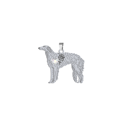 Zawieszka z psem grawerem Chart Rosyjski srebro - MEJK Jewellery