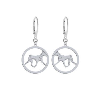Silver Basenji engraved earrings  - MEJK Jewellery