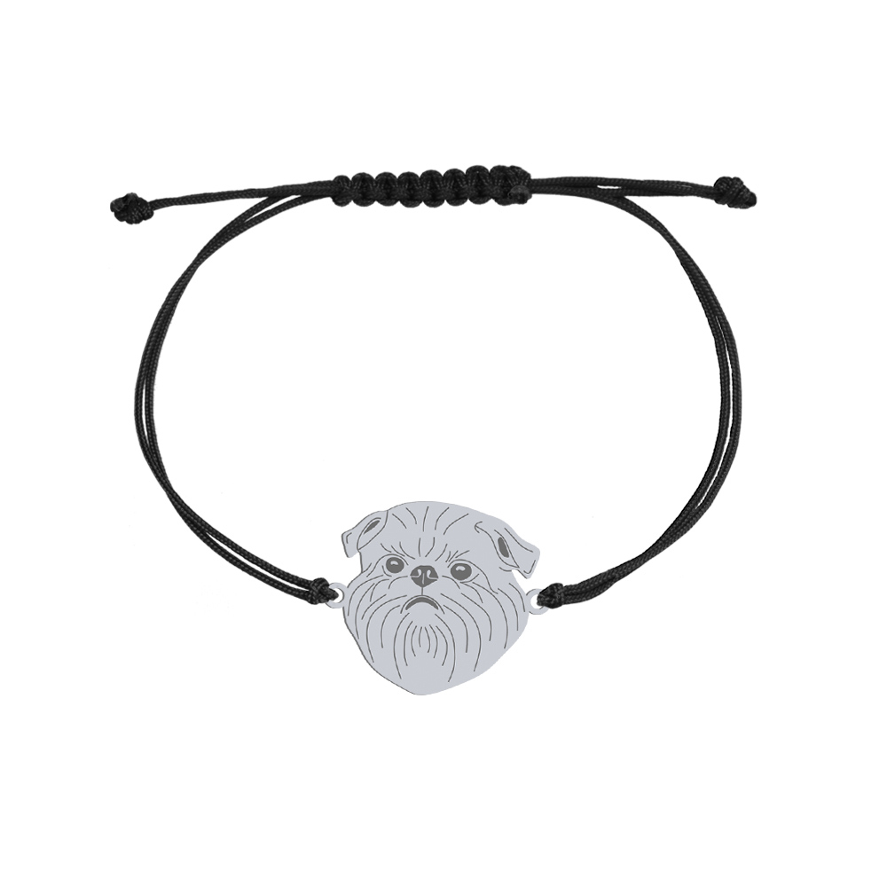 Silver Belgian Griffon engraved string bracelet - MEJK Jewellery