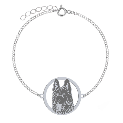 Silver Black German Shepherd bracelet, FREE ENGRAVING - MEJK Jewellery