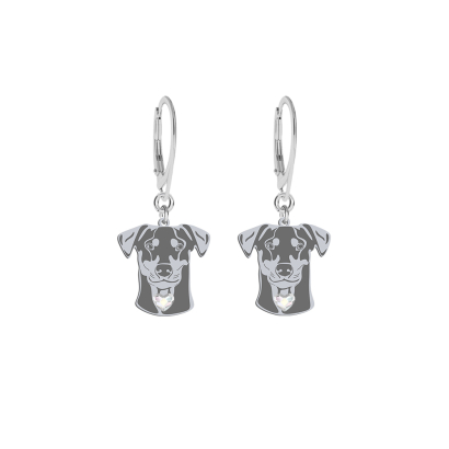 Silver German Pinscher earrings, FREE ENGRAVING - MEJK Jewellery