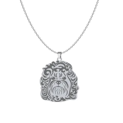 Naszyjnik z psem grawerem Bolonka Rosyjska srebro - MEJK Jewellery