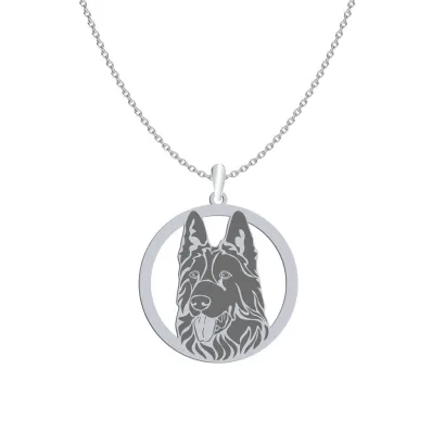 Naszyjnik z psem Owczarkiem Niemieckim Czarnym srebro GRAWER GRATIS - MEJK Jewellery