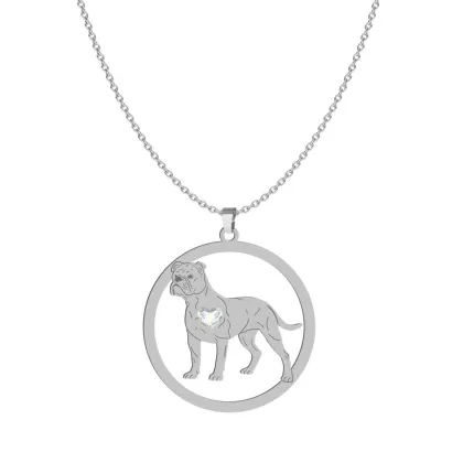 Naszyjnik z psem grawerem sercem Continental Bulldog srebro - MEJK Jewellery