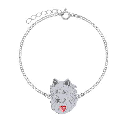 Silver Thai Bangkaew Dog engraved bracelet with a heart - MEJK Jewellery