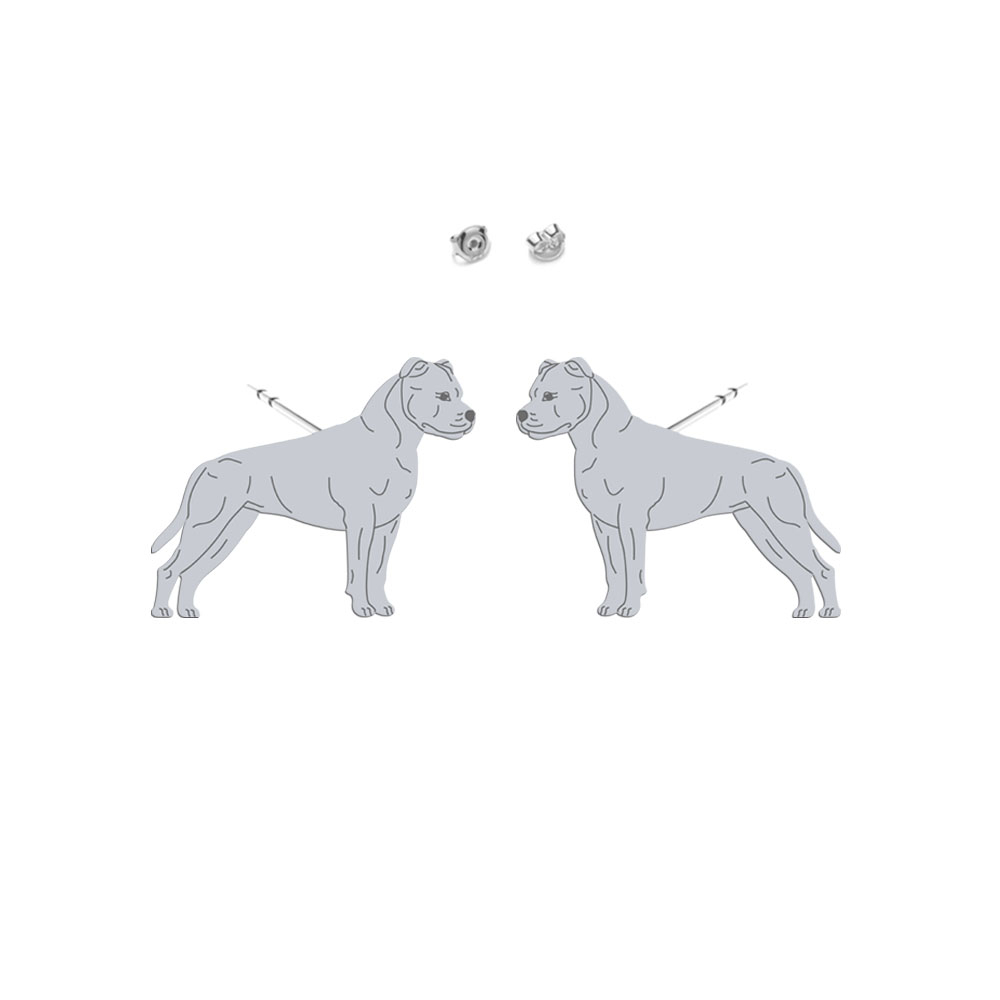 Silver American Staffordshire Terrier-Amstaff earrings - MEJK Jewelery