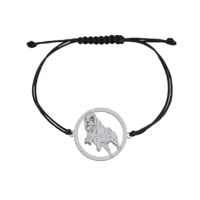 Bransoletka z psem Dogiem Argentyńskim srebro sznurek GRAWER GRATIS - MEJK Jewellery